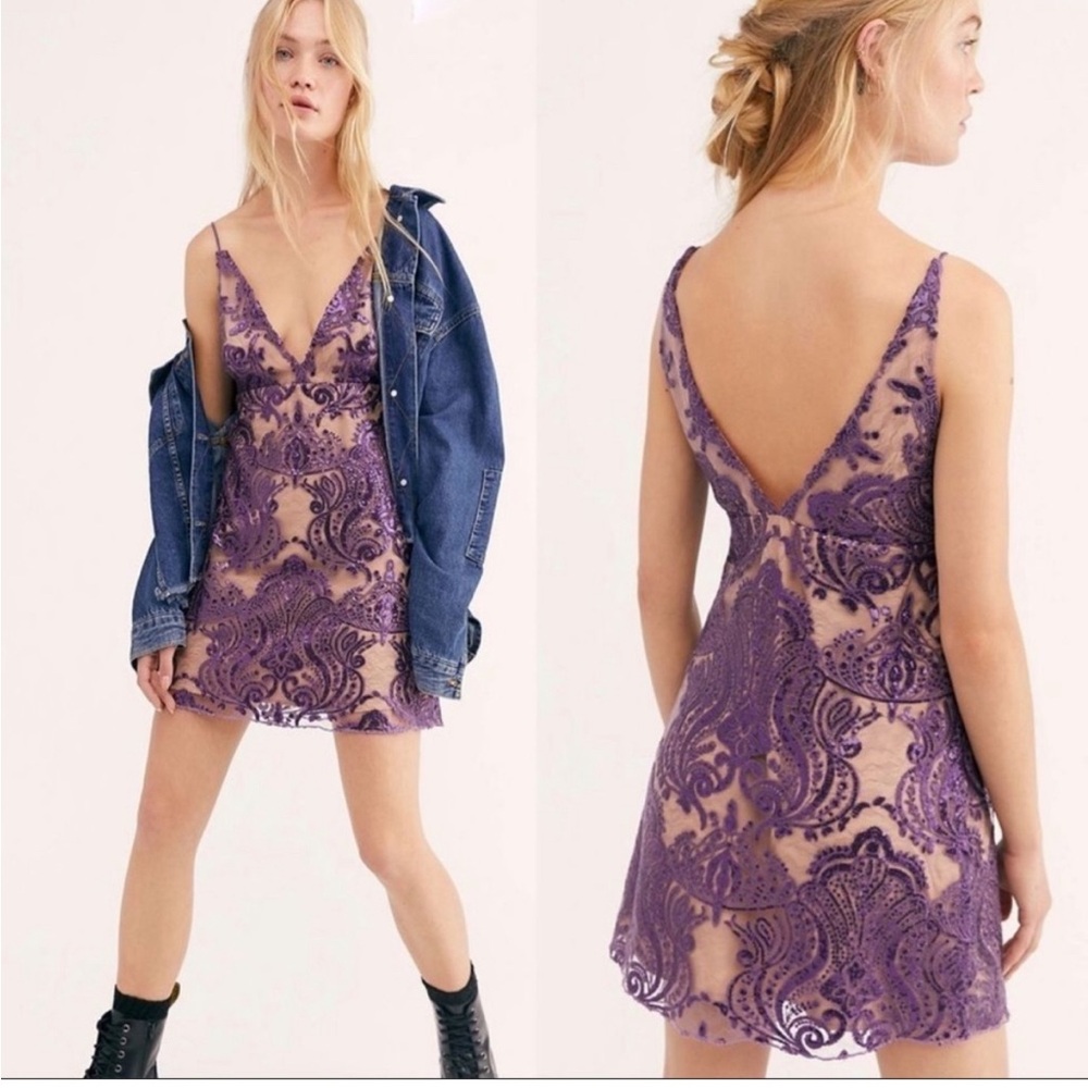 Free People Purple Lace Dress